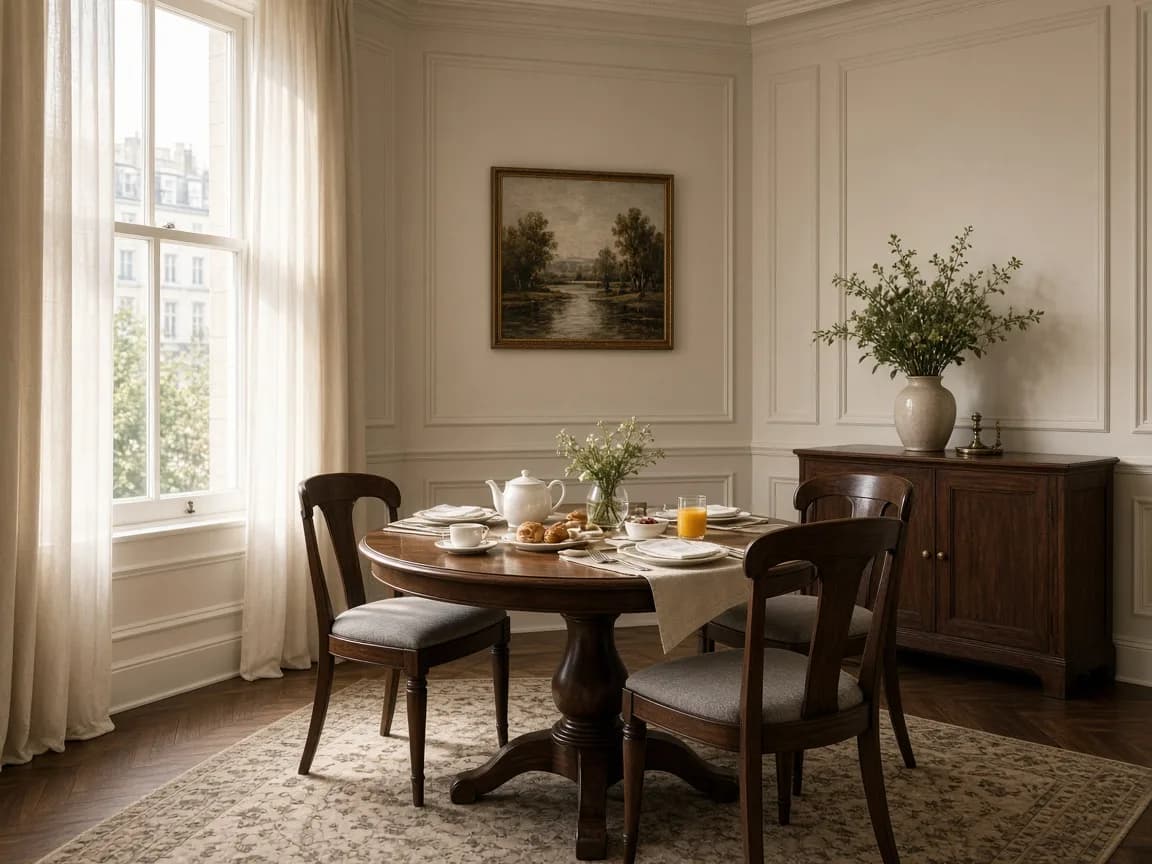 Panelled breakfast room with a small dining table